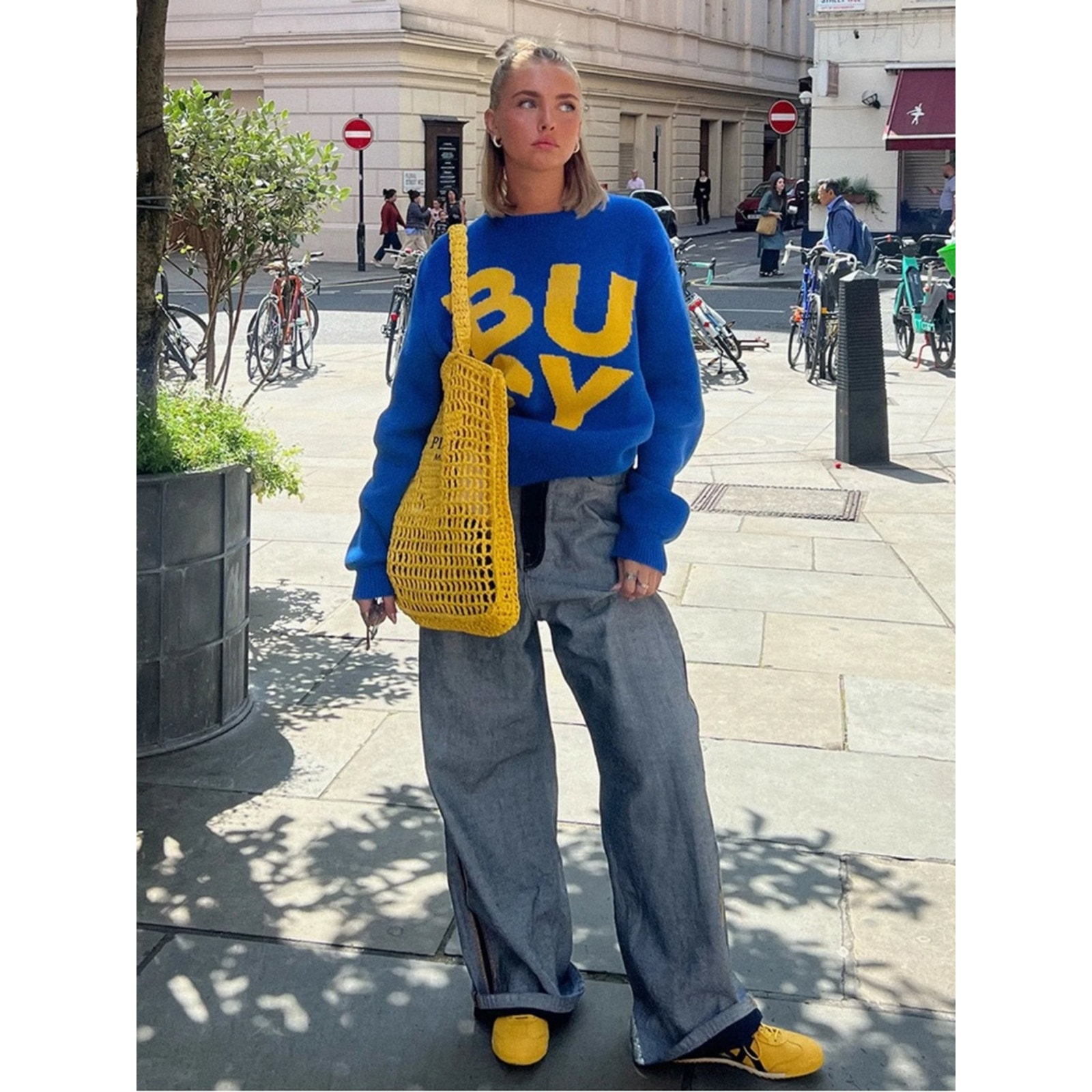 Sorryimbusy Spellout Knit - Royal Busy Sweater Large — image 2 of 8